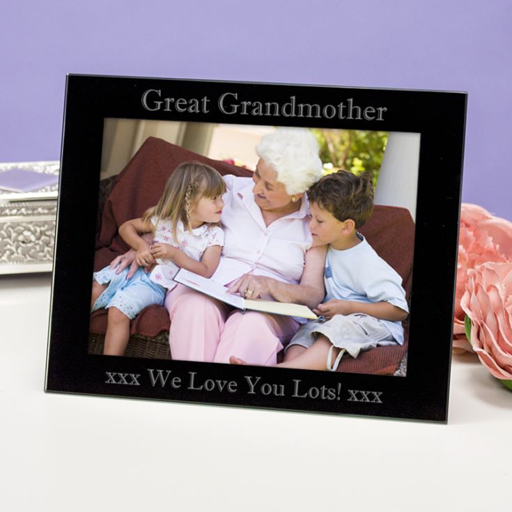 Personalised Great Grandmother Black Glass Photo Frame product image