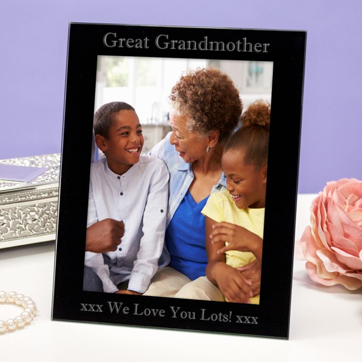 Personalised Great Grandmother Black Glass Photo Frame product image