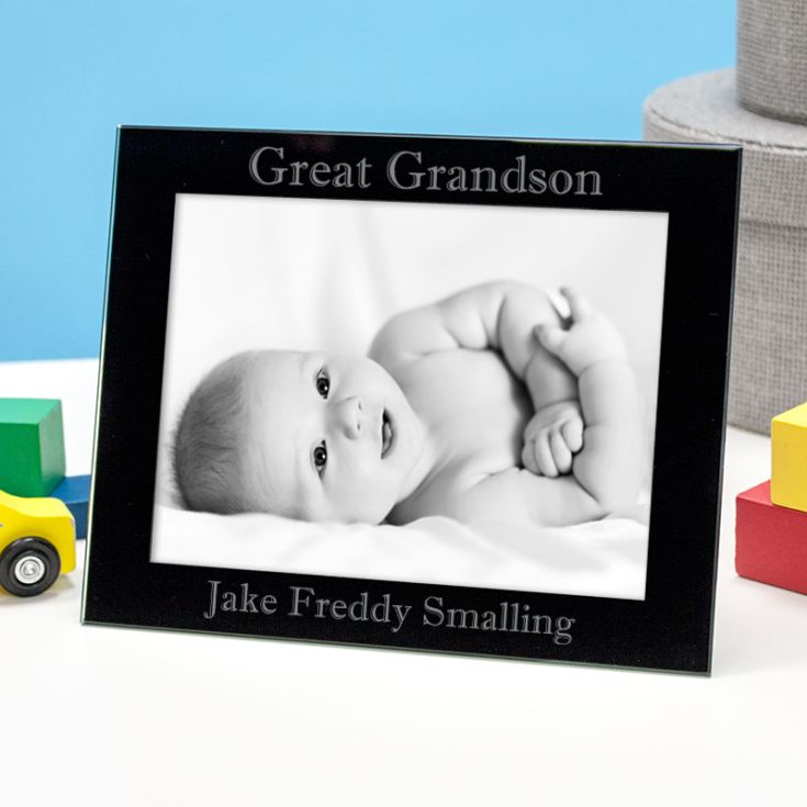 Personalised Great Grandson Black Glass Photo Frame product image