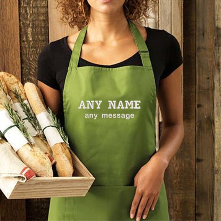 Personalised Embroidered Oasis Green Adult Pocket Bib Apron product image