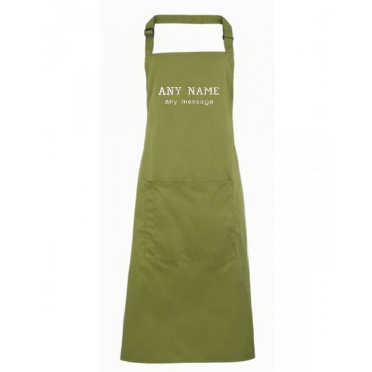 Personalised Embroidered Oasis Green Adult Pocket Bib Apron product image