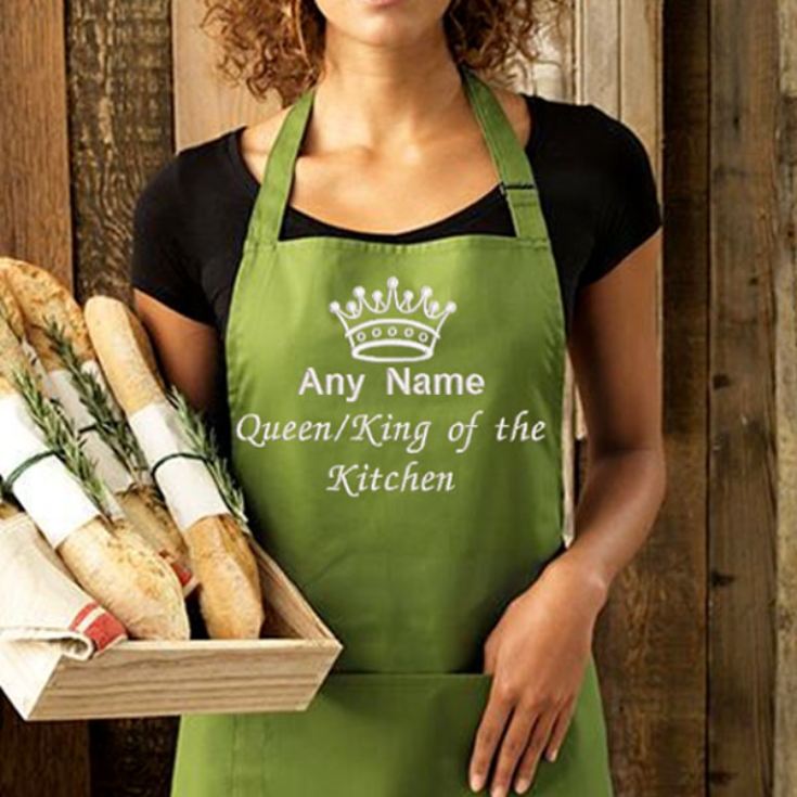 Personalised Embroidered King/Queen of the Kitchen Apron - Oasis Green product image