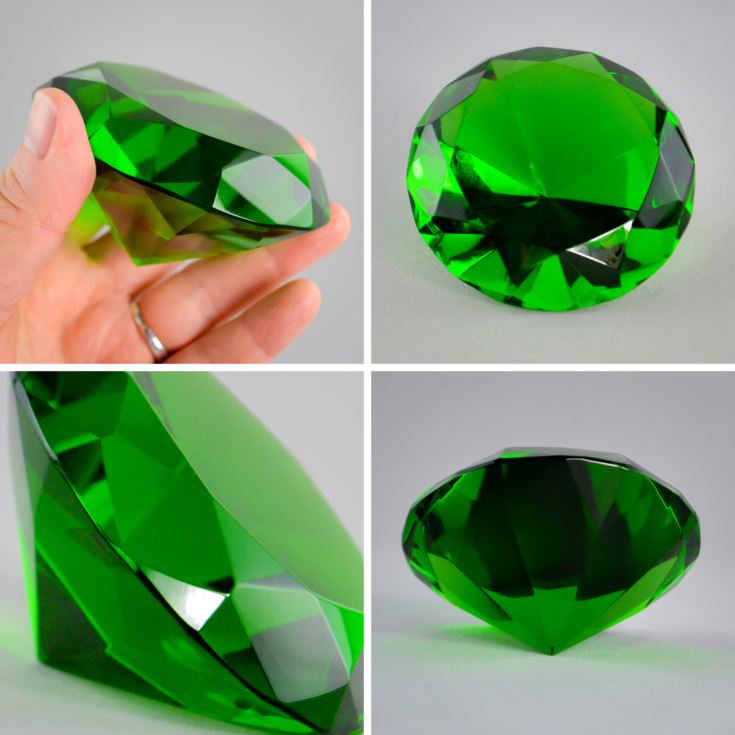 Personalised Optical Crystal Green Diamond Paperweight product image