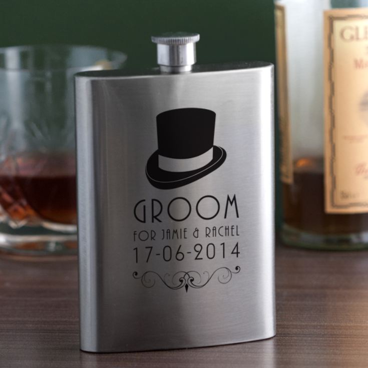 Personalised Groom Hip Flask product image