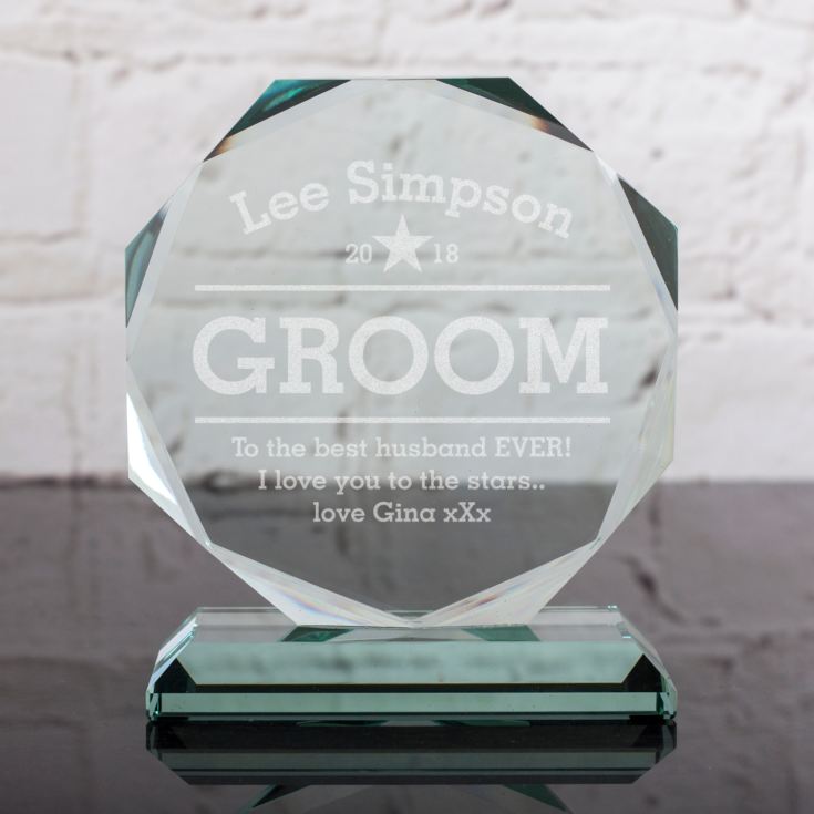 Personalised Groomsman Glass Octagon Award product image