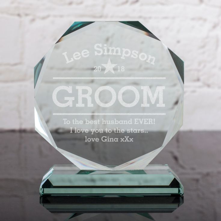 Personalised Groom Glass Octagon Award product image