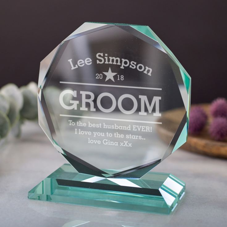 Personalised Groom Glass Octagon Award product image