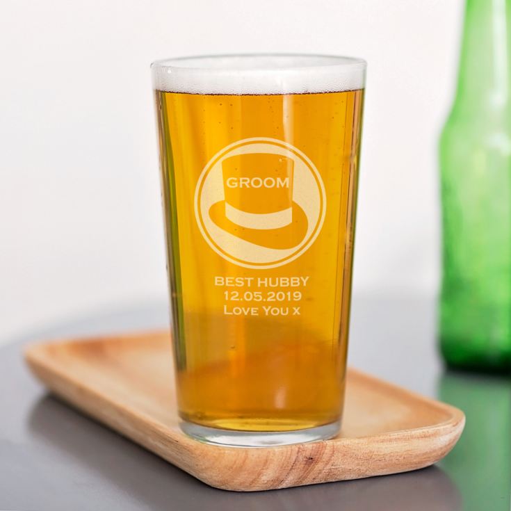 Personalised Groom Straight Sided Pint Glass product image