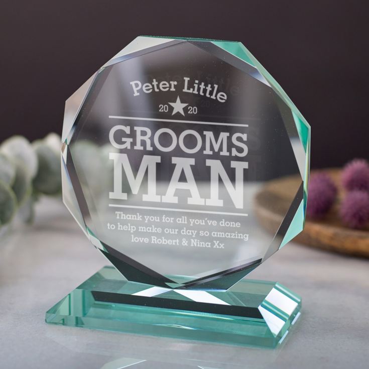 Personalised Groomsman Glass Octagon Award product image