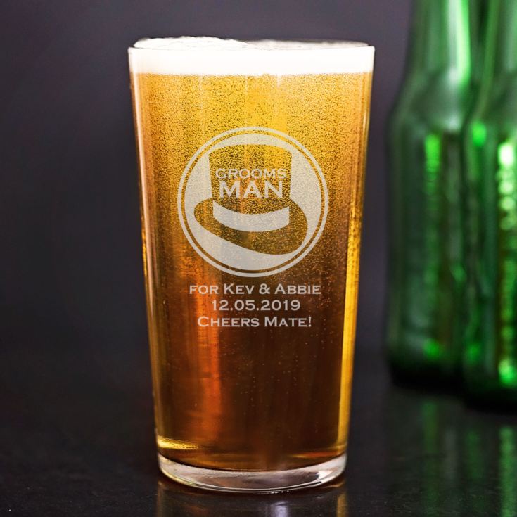 Personalised Groomsman Straight Sided Pint Glass product image