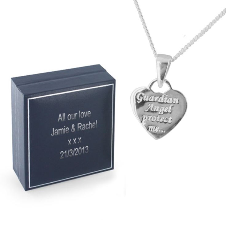 Heart Shaped Guardian Angel Pendant in Personalised Box product image