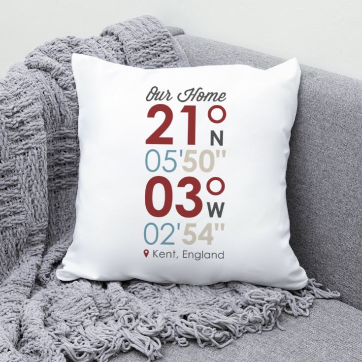 Personalised Location Coordinates Cushion product image
