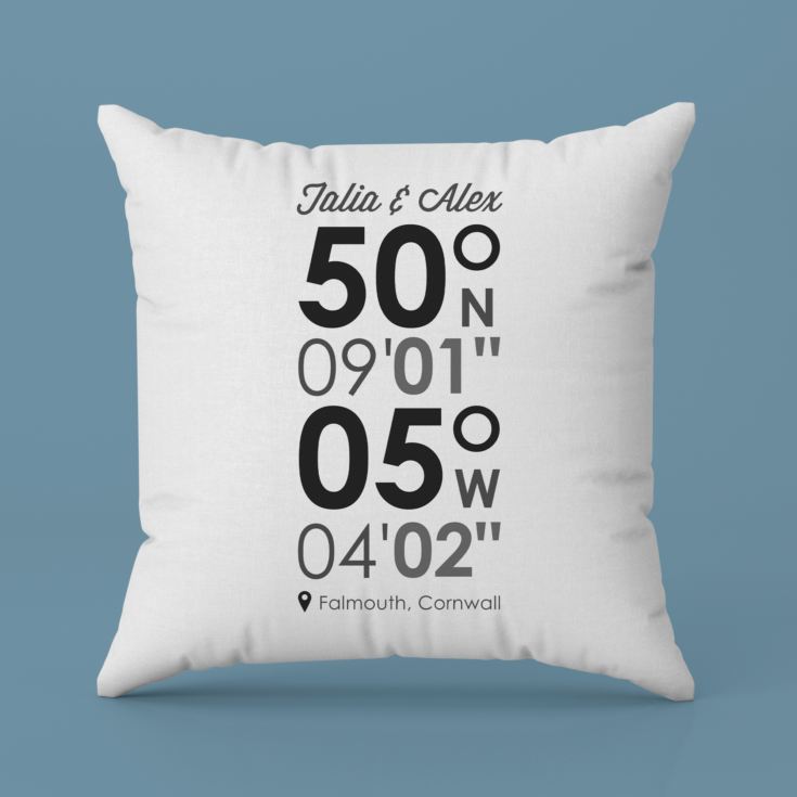 Personalised Location Coordinates Cushion product image