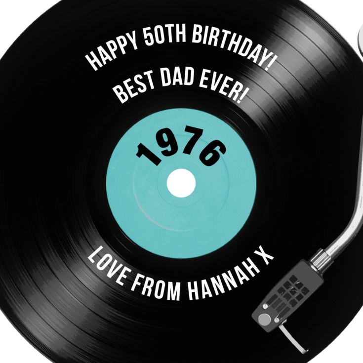 Personalised 50th Birthday Retro Record Cushion product image