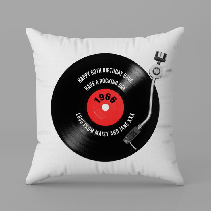 Personalised 60th Birthday Retro Record Cushion product image