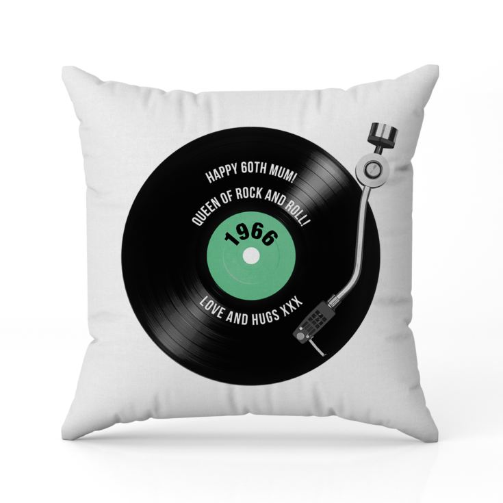 Personalised 60th Birthday Retro Record Cushion product image