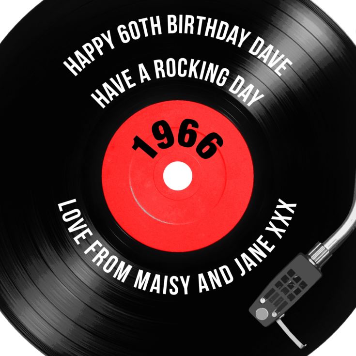 Personalised 60th Birthday Retro Record Cushion product image