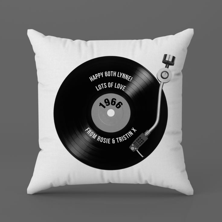 Personalised 60th Birthday Retro Record Cushion product image