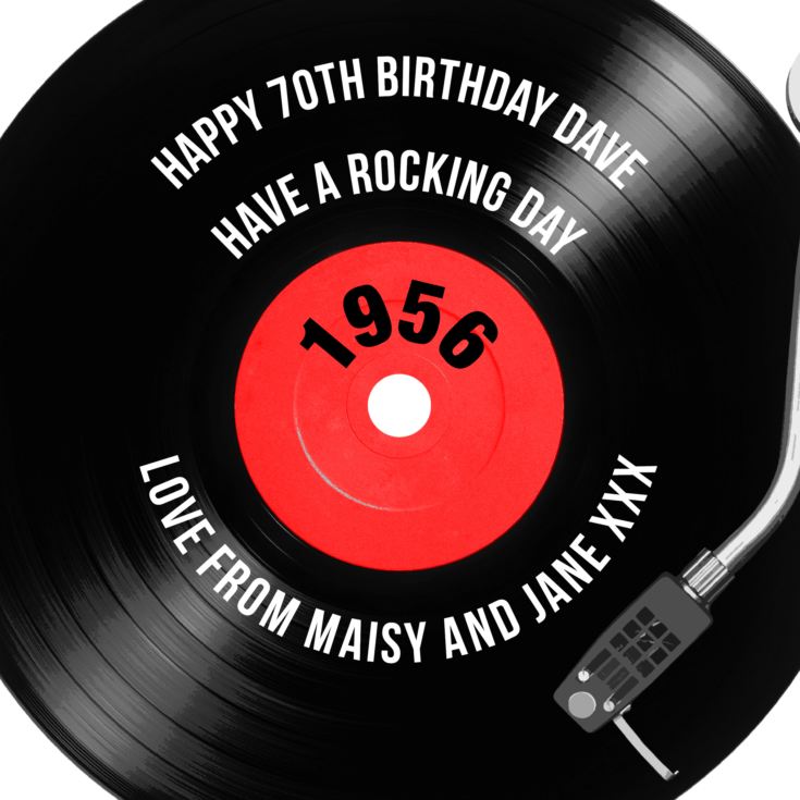 Personalised 70th Birthday Retro Record Cushion product image
