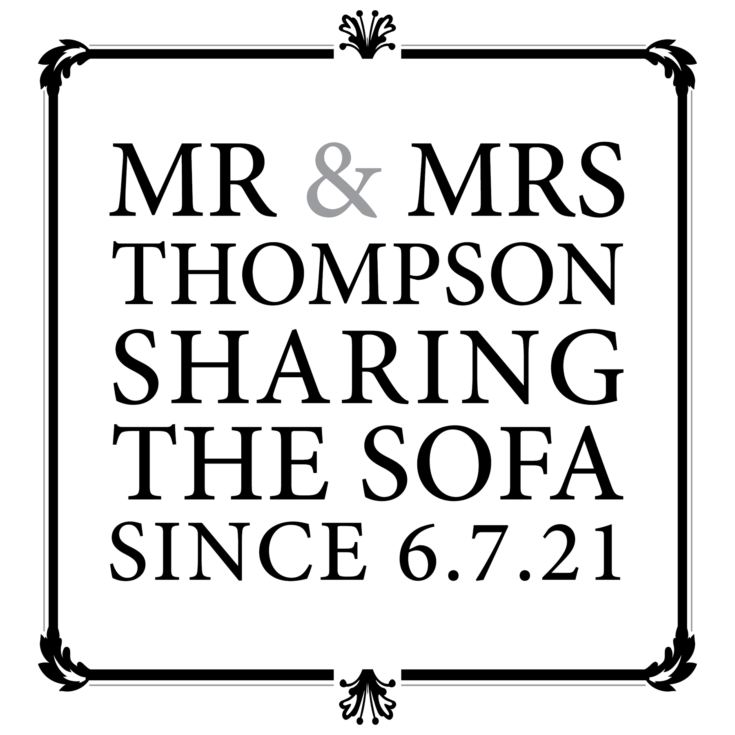Mr & Mrs Sharing The Sofa Personalised Cushion product image