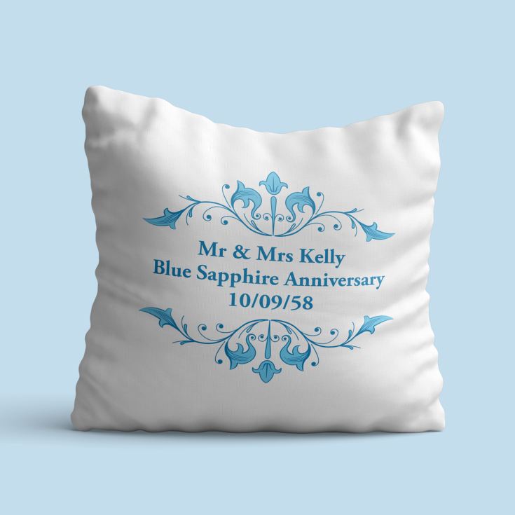 Personalised Blue Sapphire Anniversary Cushion product image