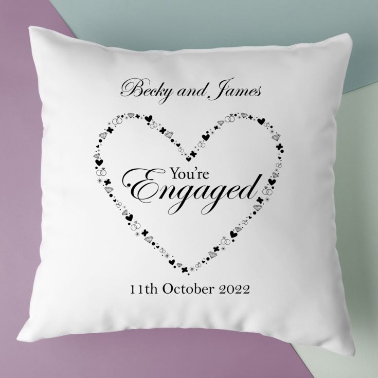 Personalised You're Engaged Heart Design Cushion product image