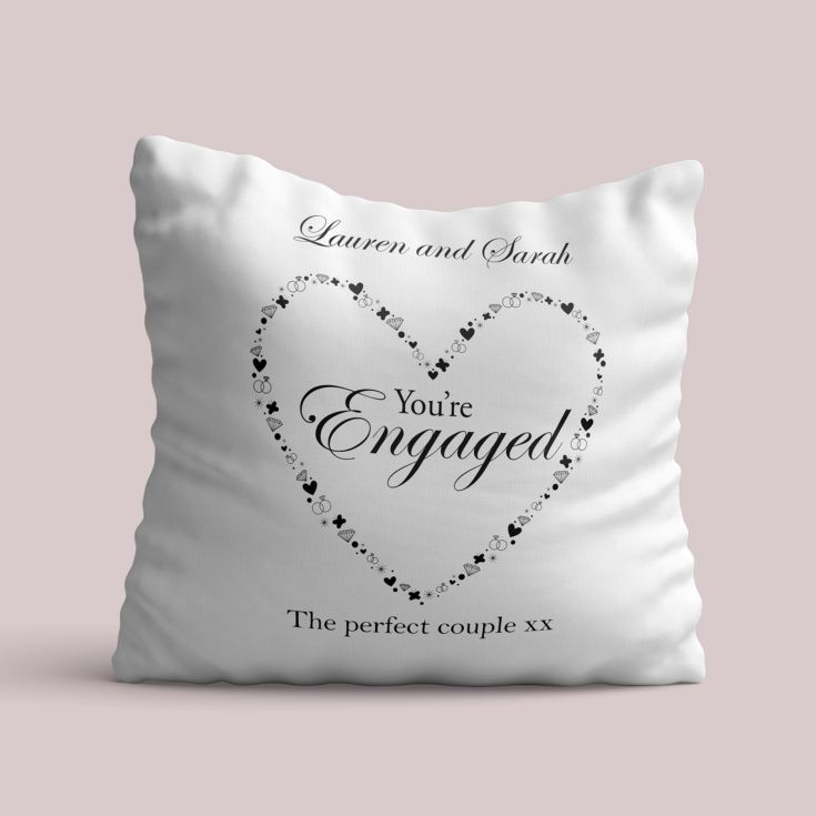 Personalised You're Engaged Heart Design Cushion product image