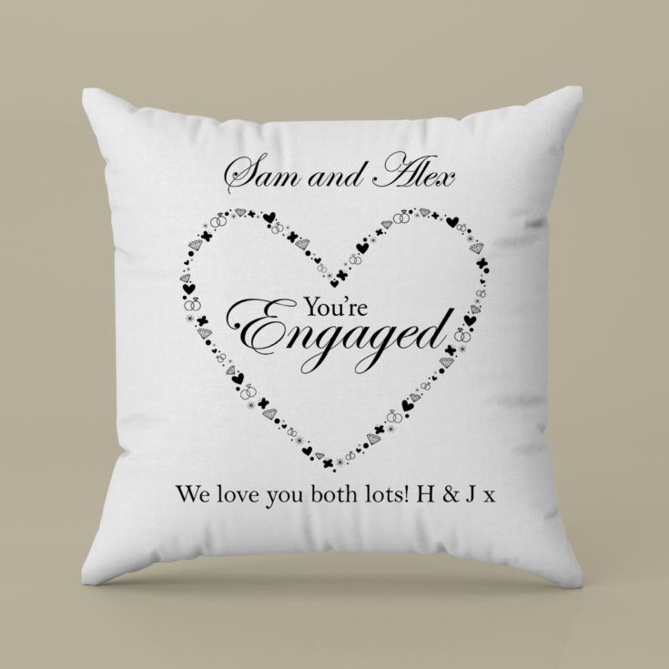 Personalised You're Engaged Heart Design Cushion product image
