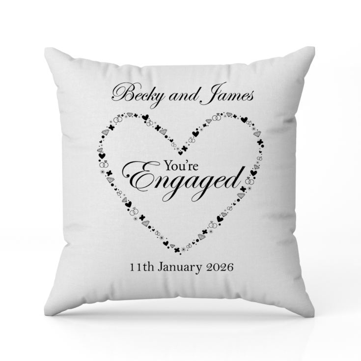 Personalised You're Engaged Heart Design Cushion product image