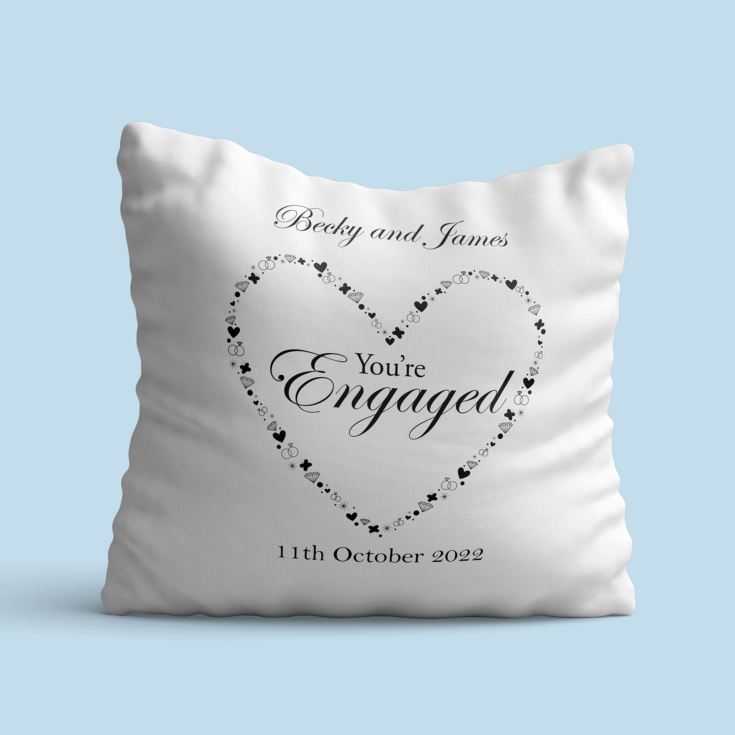 Personalised You're Engaged Heart Design Cushion product image