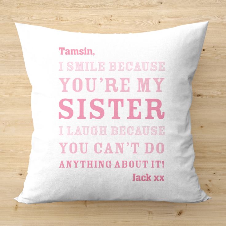 Personalised Sister Smile Cushion product image