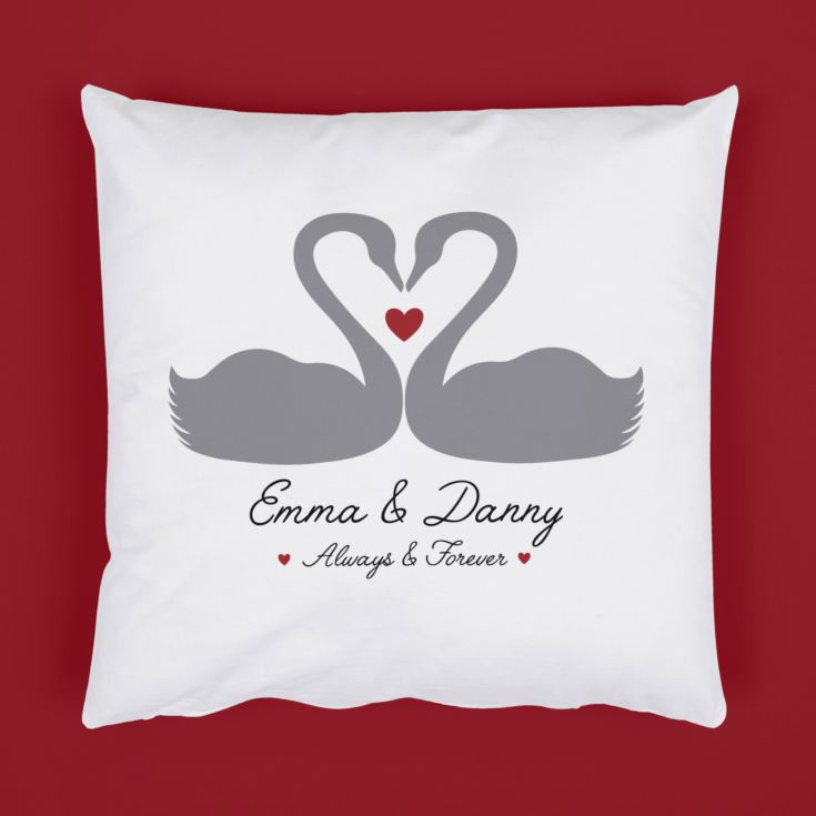 Personalised Romantic Swans Cushion product image