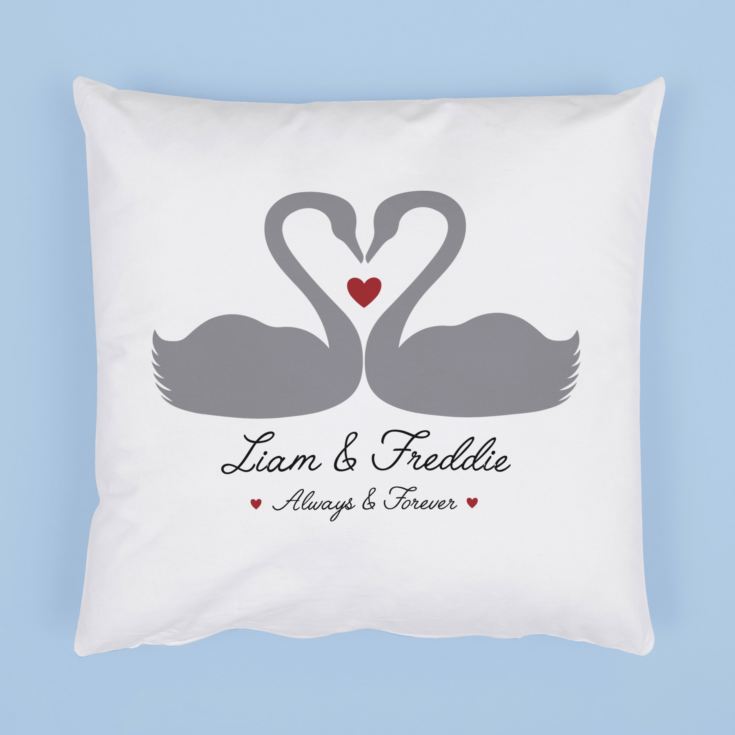 Personalised Romantic Swans Cushion product image