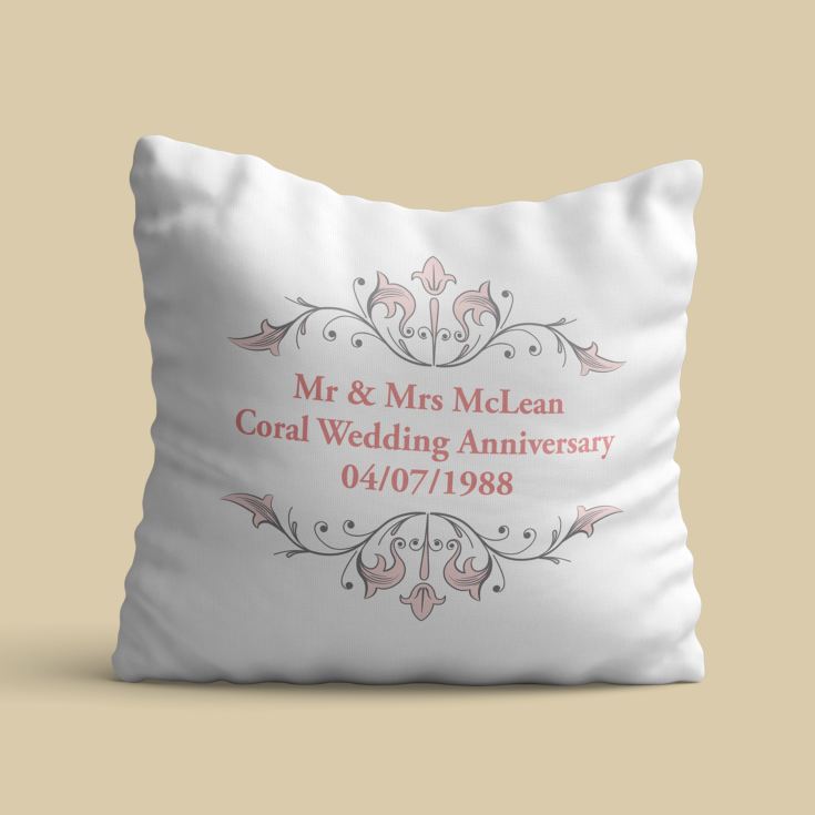 Personalised Coral Anniversary Cushion product image