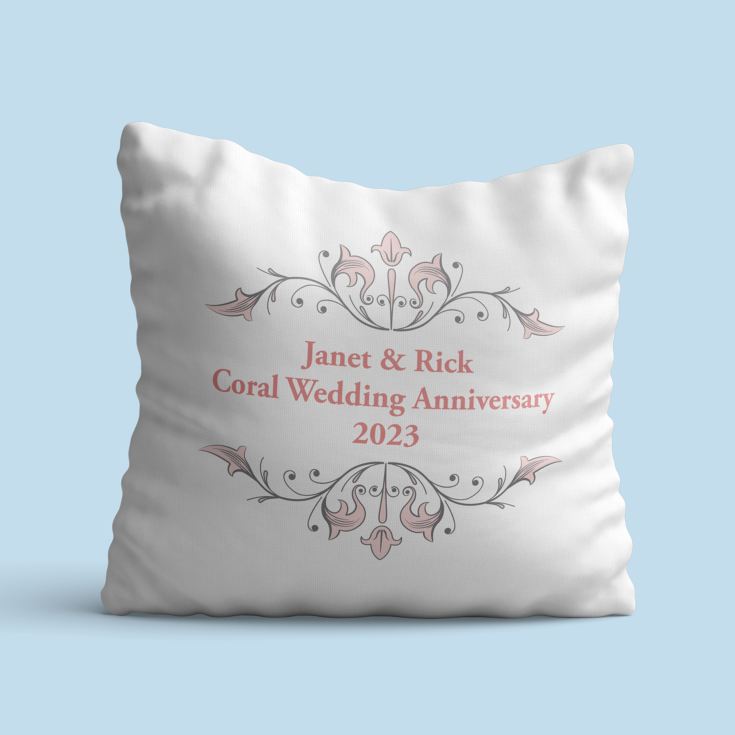Personalised Coral Anniversary Cushion product image