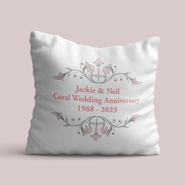 Personalised Coral Anniversary Cushion product image