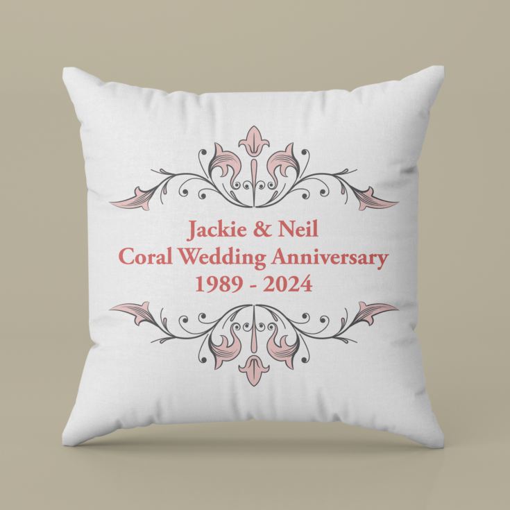 Personalised Coral Anniversary Cushion product image