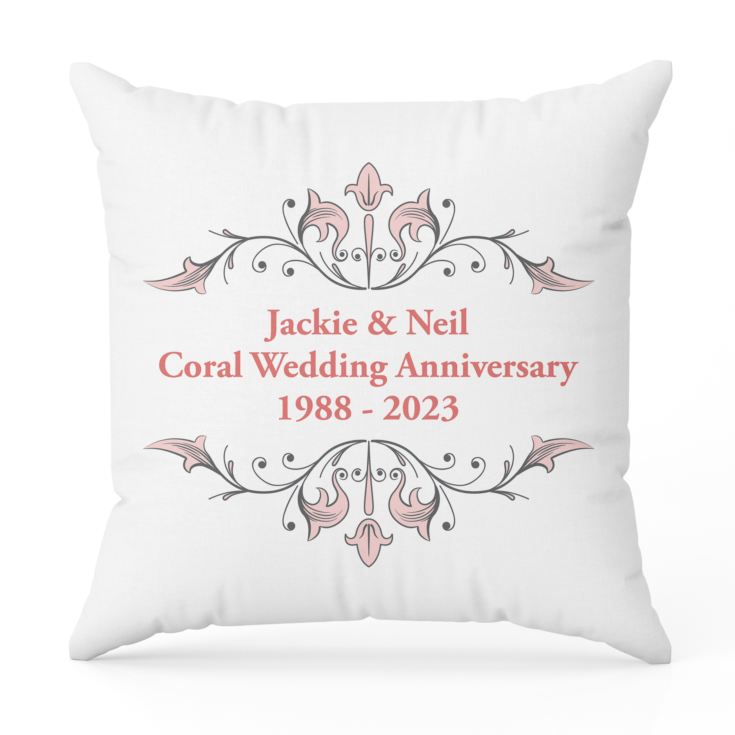 Personalised Coral Anniversary Cushion product image