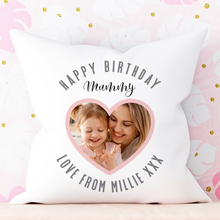 Personalised Best Mum Ever Heart Photo Cushion product image