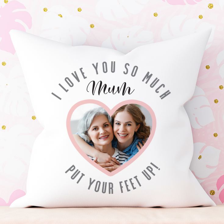 Personalised Best Mum Ever Heart Photo Cushion product image