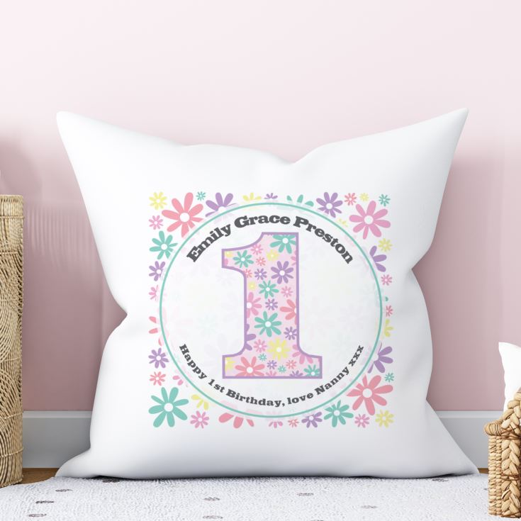 Personalised Girls 1st Birthday Cushion product image