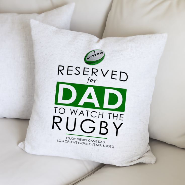 Personalised Reserved For Dad Rugby Cushion product image