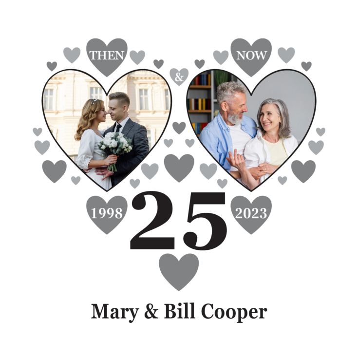 Personalised Then and Now Silver Anniversary Photo Cushion product image