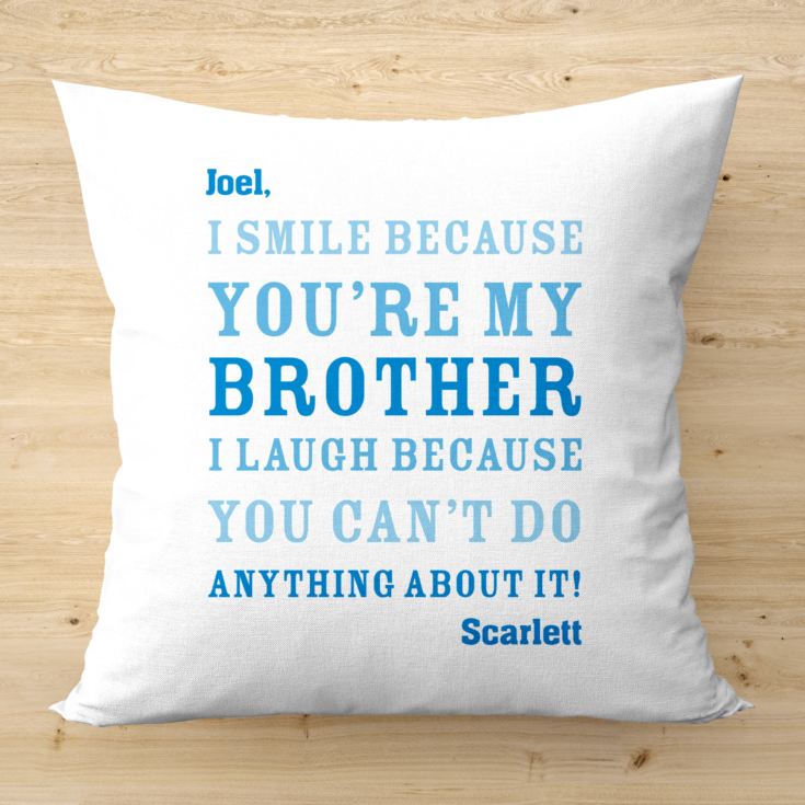 Personalised Brother Smile Cushion product image