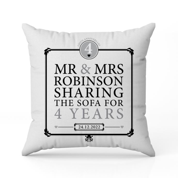 Personalised 4th Anniversary Sharing The Sofa Cushion product image