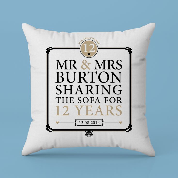 Personalised 12th Anniversary Sharing The Sofa Cushion product image