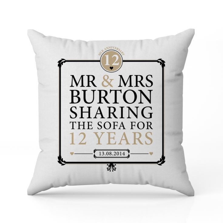 Personalised 12th Anniversary Sharing The Sofa Cushion product image