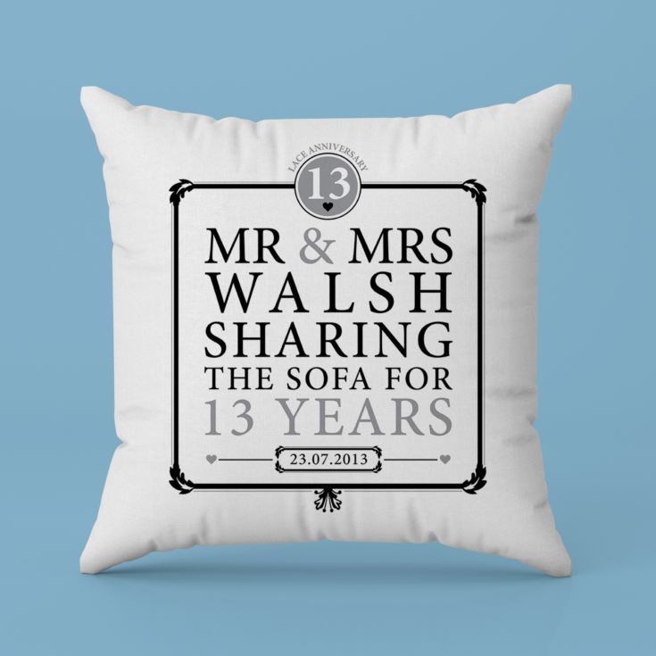 Personalised 13th Anniversary Sharing The Sofa Cushion product image