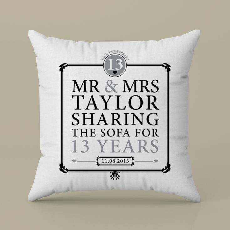 Personalised 13th Anniversary Sharing The Sofa Cushion product image