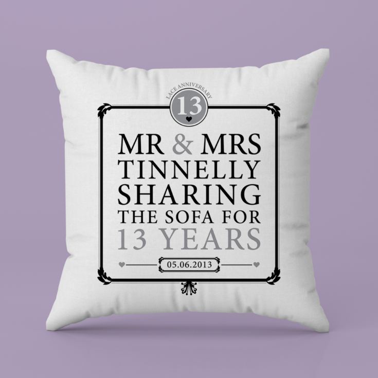 Personalised 13th Anniversary Sharing The Sofa Cushion product image